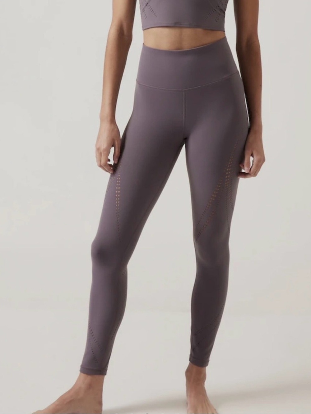 Athleta Elation Lasercut Leggings in Dusk Violet Purple